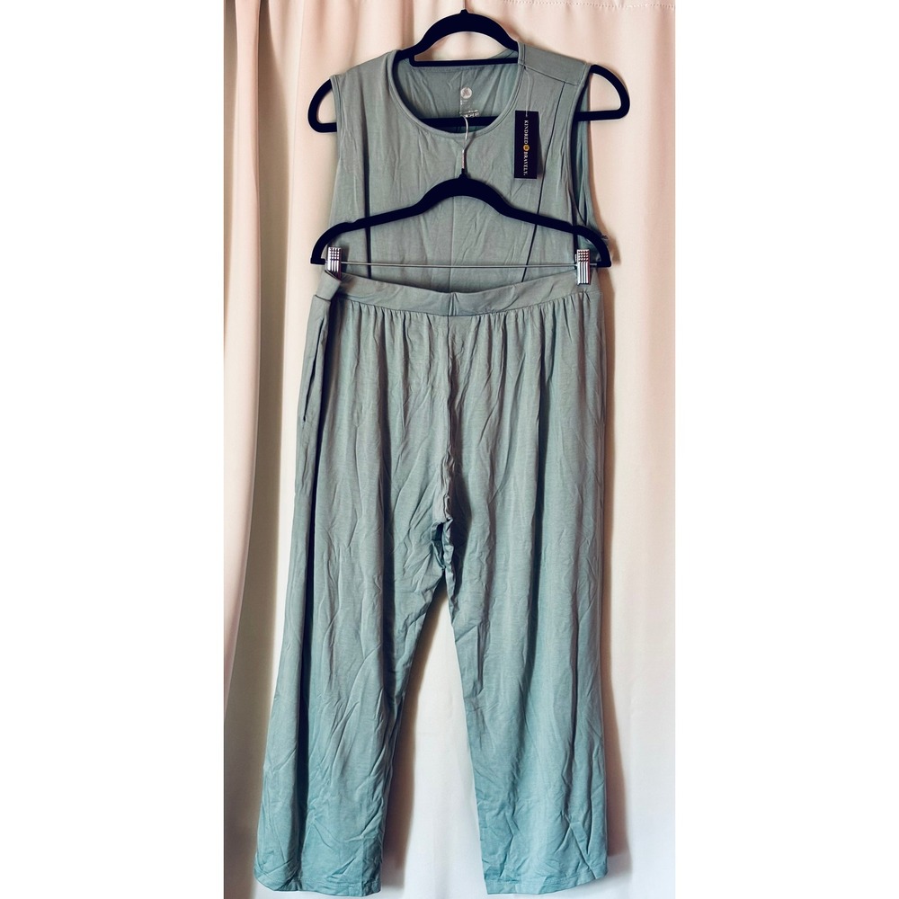 NWT Kindred Bravely Tulip Hem Pajama Set Aqua XL Nursing Mom Maternity Sleepwear